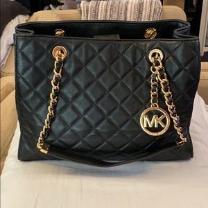 Michael Kors Quilted Black and Gold Purse